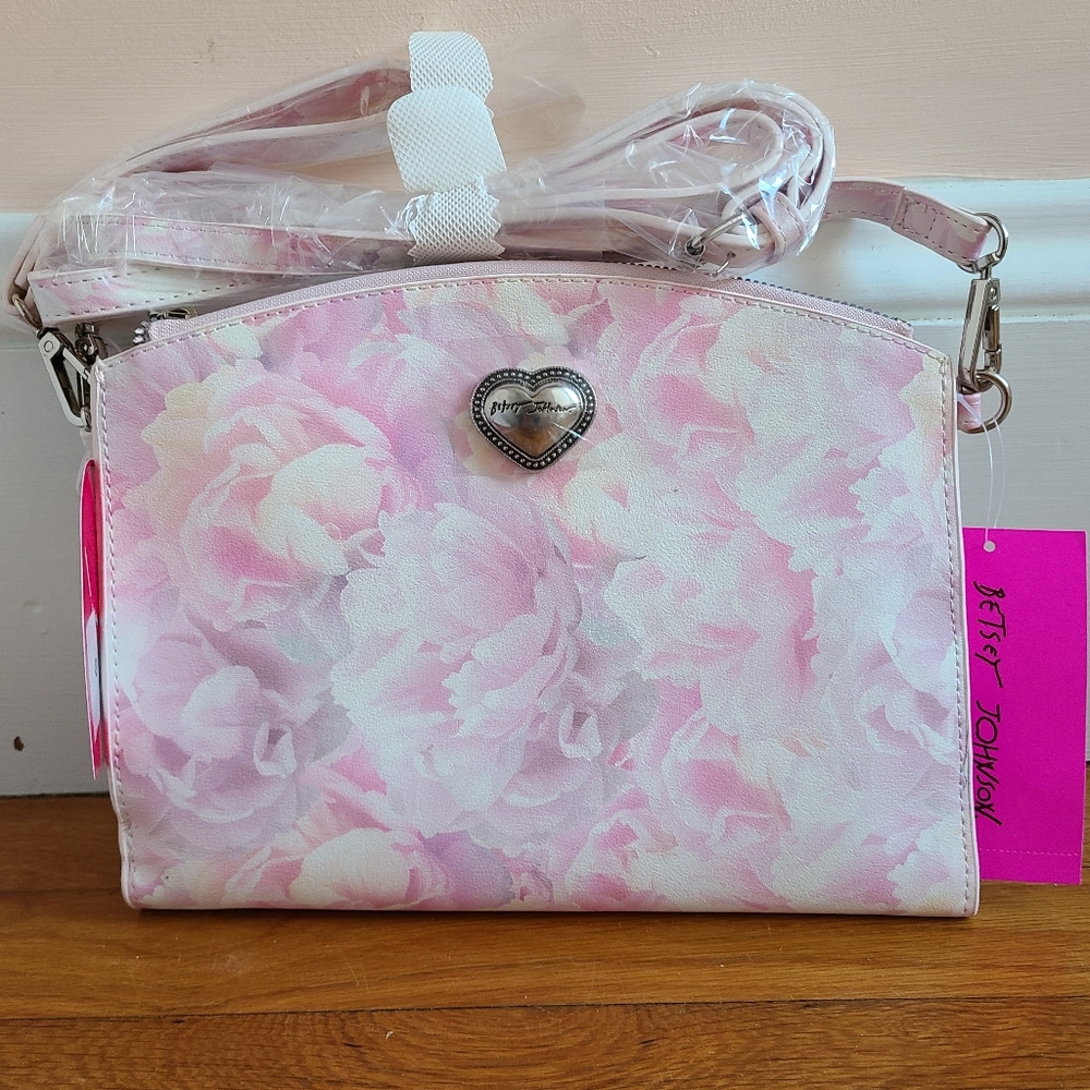 Betsey Johnson Pink Floral Crossbody Bag